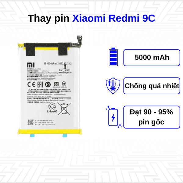 Thay pin điện thoại Xiaomi Redmi 9C