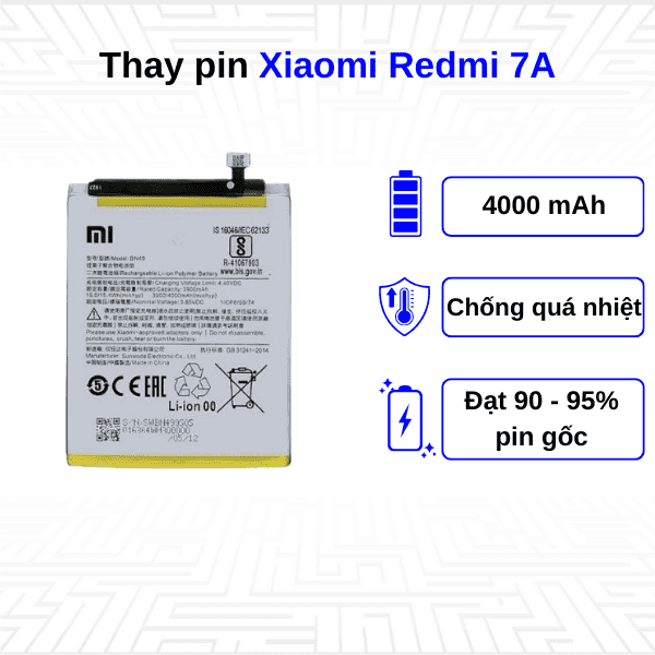 Thay pin điện thoại Xiaomi Redmi 7A