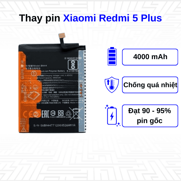 Thay pin điện thoại Xiaomi Redmi 5 Plus