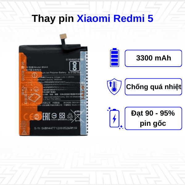 Thay pin điện thoại Xiaomi Redmi 5