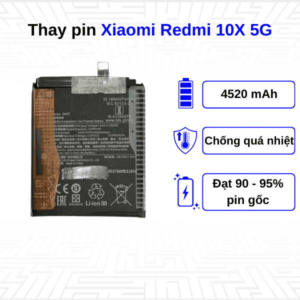 Thay pin điện thoại Xiaomi Redmi 10X 5G
