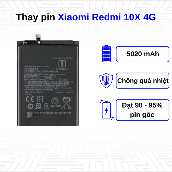 Thay pin điện thoại Xiaomi Redmi 10X 4G