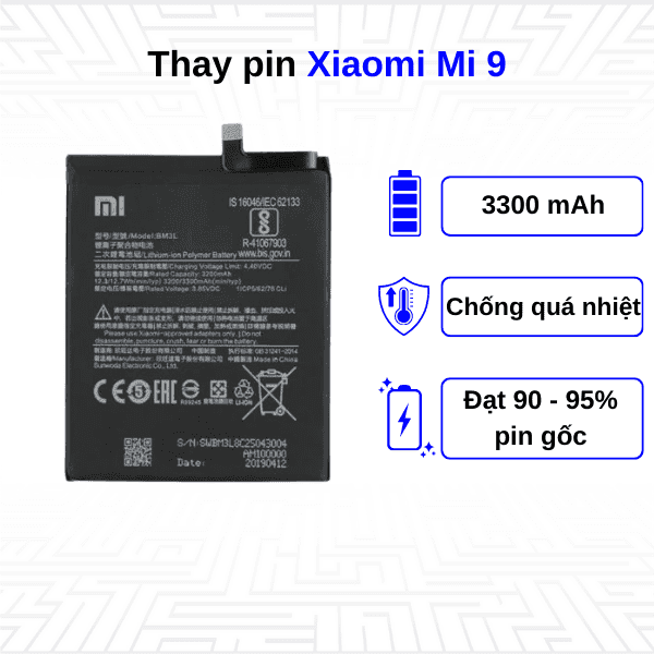 Thay pin điện thoại Xiaomi Mi 9