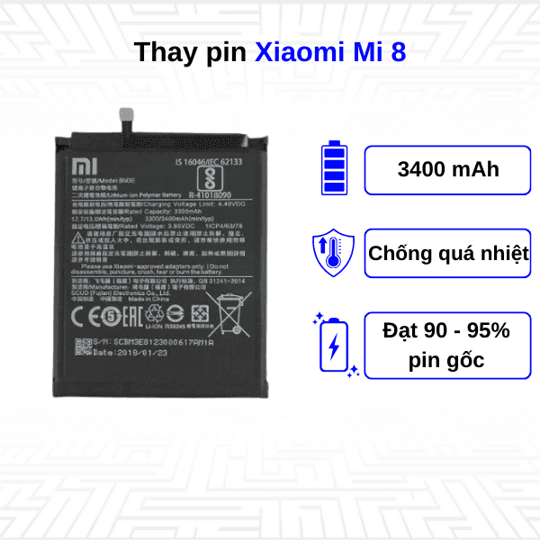 Thay pin điện thoại Xiaomi Mi 8