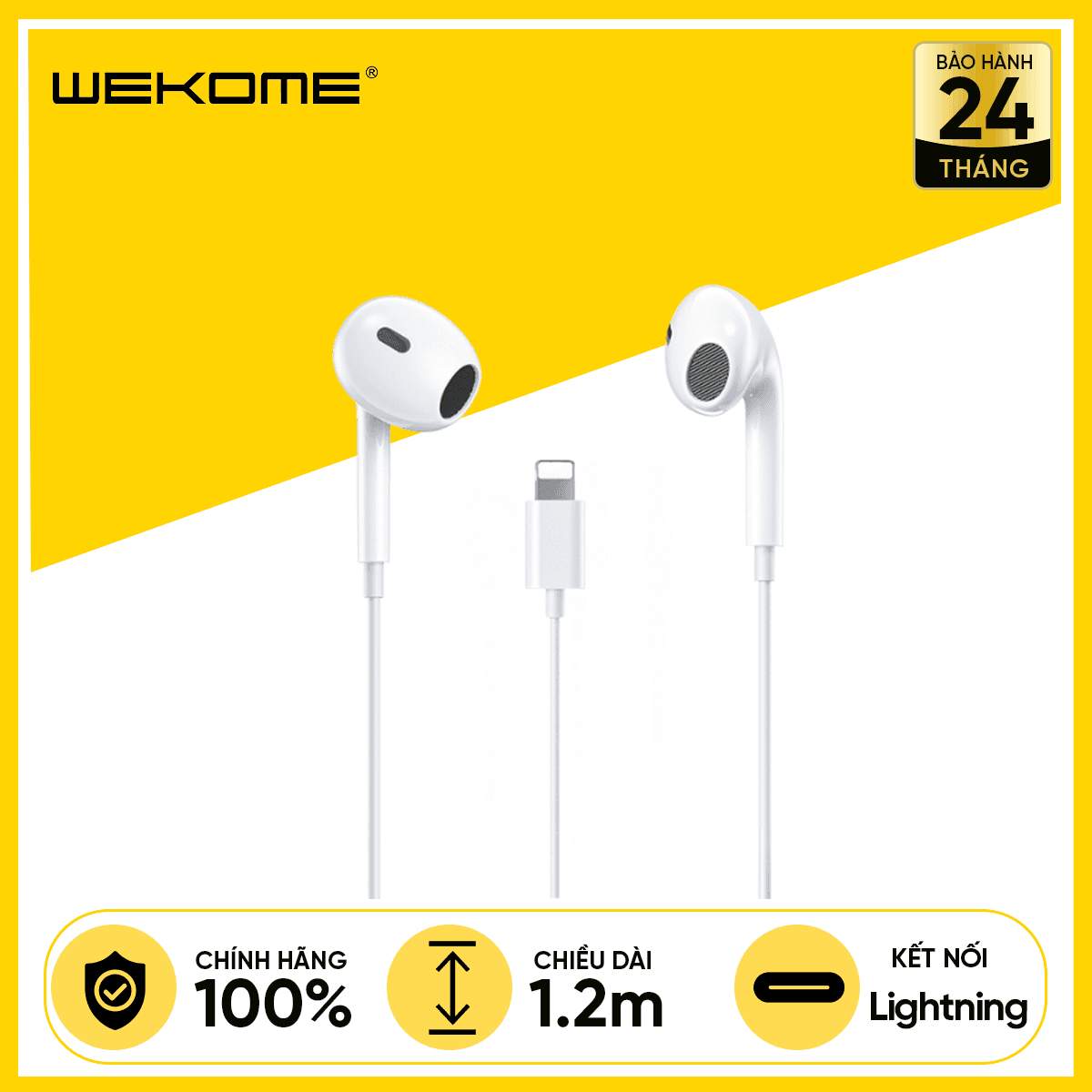 Tai Nghe Có Dây WEKOME YB05 Jack Lightning Chính Hãng