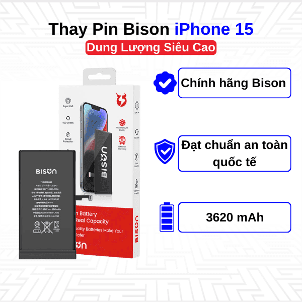 Thay Pin iPhone 15 - Chính Hãng Bison
