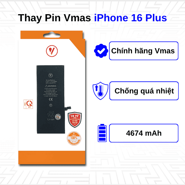Thay Pin iPhone 16 Plus - Chính Hãng Vmas