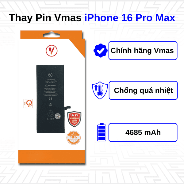 Thay Pin iPhone 16 Pro Max - Chính Hãng Vmas