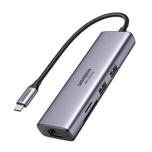 Cổng Chuyển UGREEN 7 IN 1 Type-C To HDMI+SD+TF+2*USB 3.0+RJ45