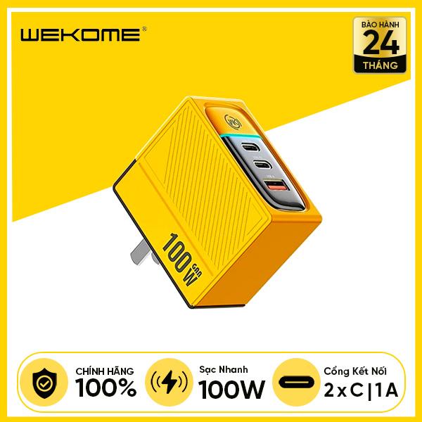 Củ Sạc Nhanh WEKOME WP-U155 100W Công Nghệ GaN, 3 Cổng Output 2C/1A, Chân Sạc Gập Gọn