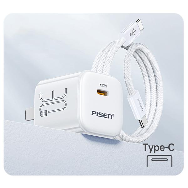 Bộ sạc nhanh Pisen Quick TINY 30W Type-C sang Type-C