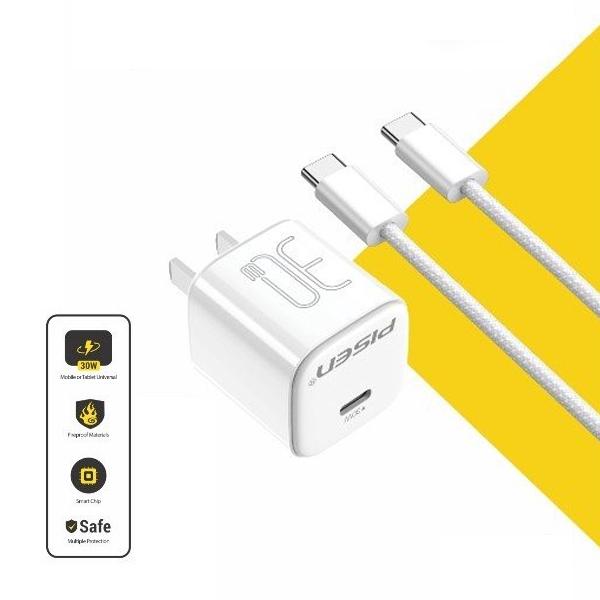 Bộ sạc nhanh Pisen Quick TINY 30W Type-C sang Type-C