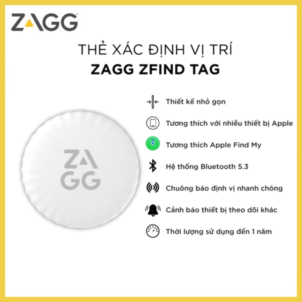 Thẻ Xác Định Vị Trí ZAGG ZFind Tag Chính Hãng