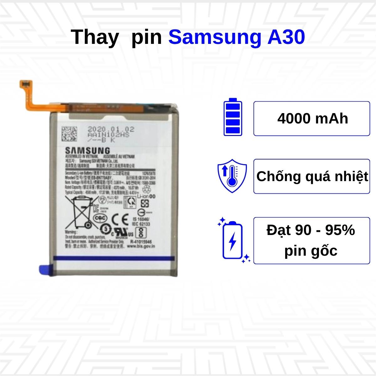 Thay pin điện thoại Samsung Galaxy A30