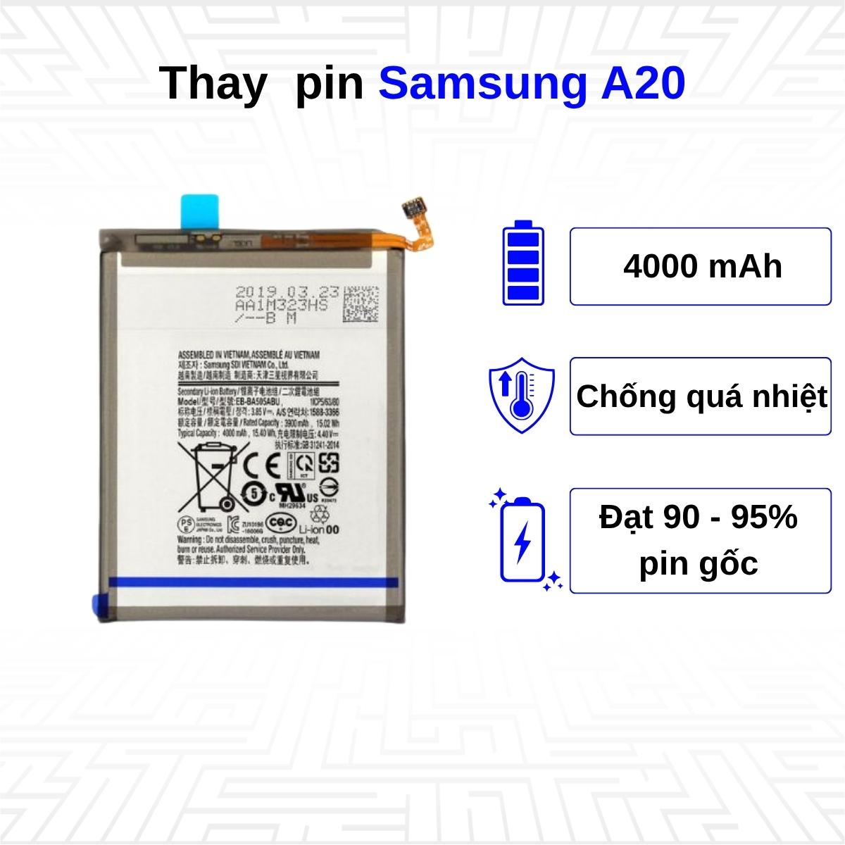 Thay pin điện thoại Samsung Galaxy A20