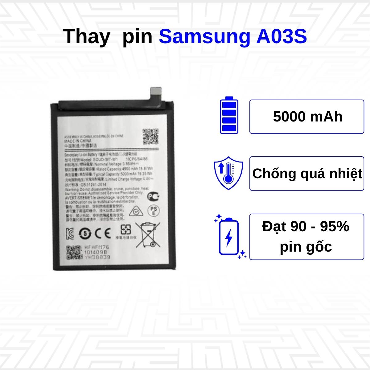 Thay pin điện thoại Samsung Galaxy A03S