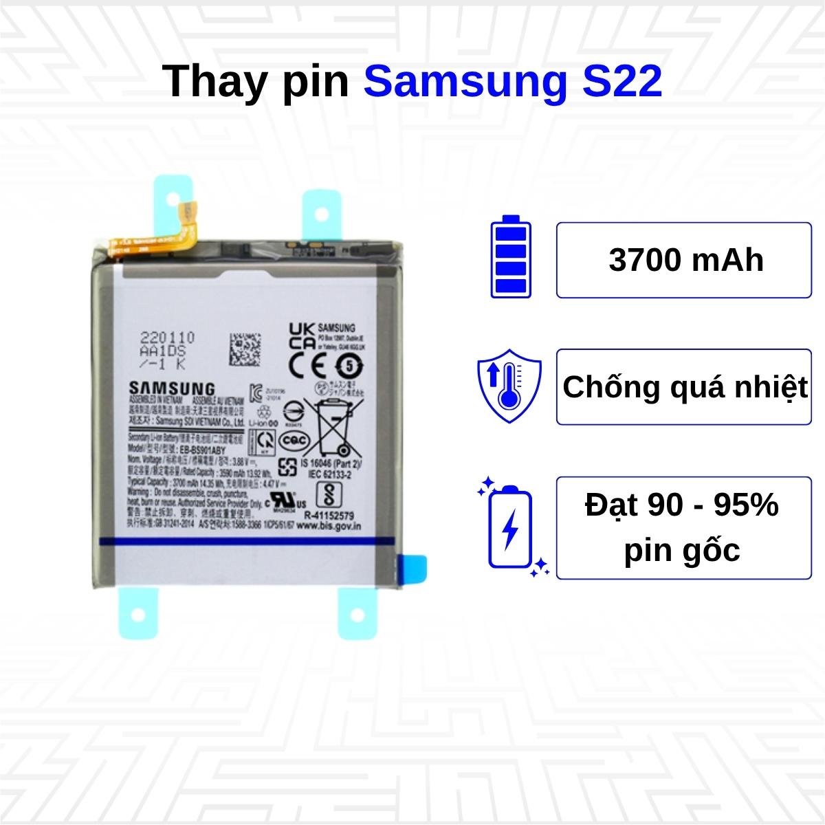 Thay pin điện thoại Samsung Galaxy S22