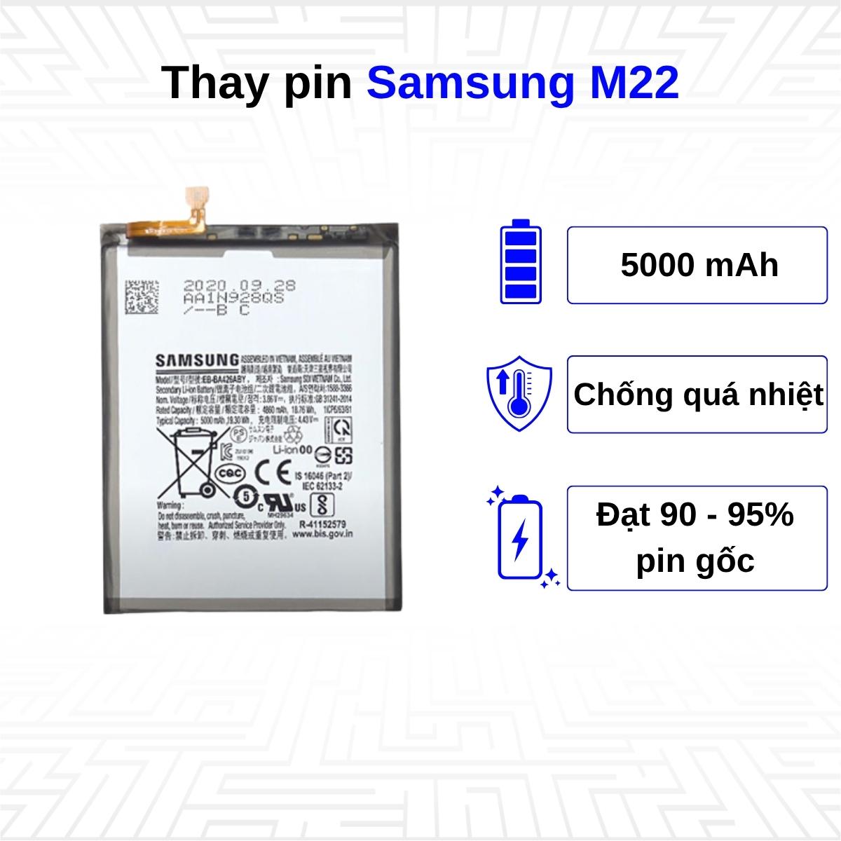 Thay pin điện thoại Samsung Galaxy M22