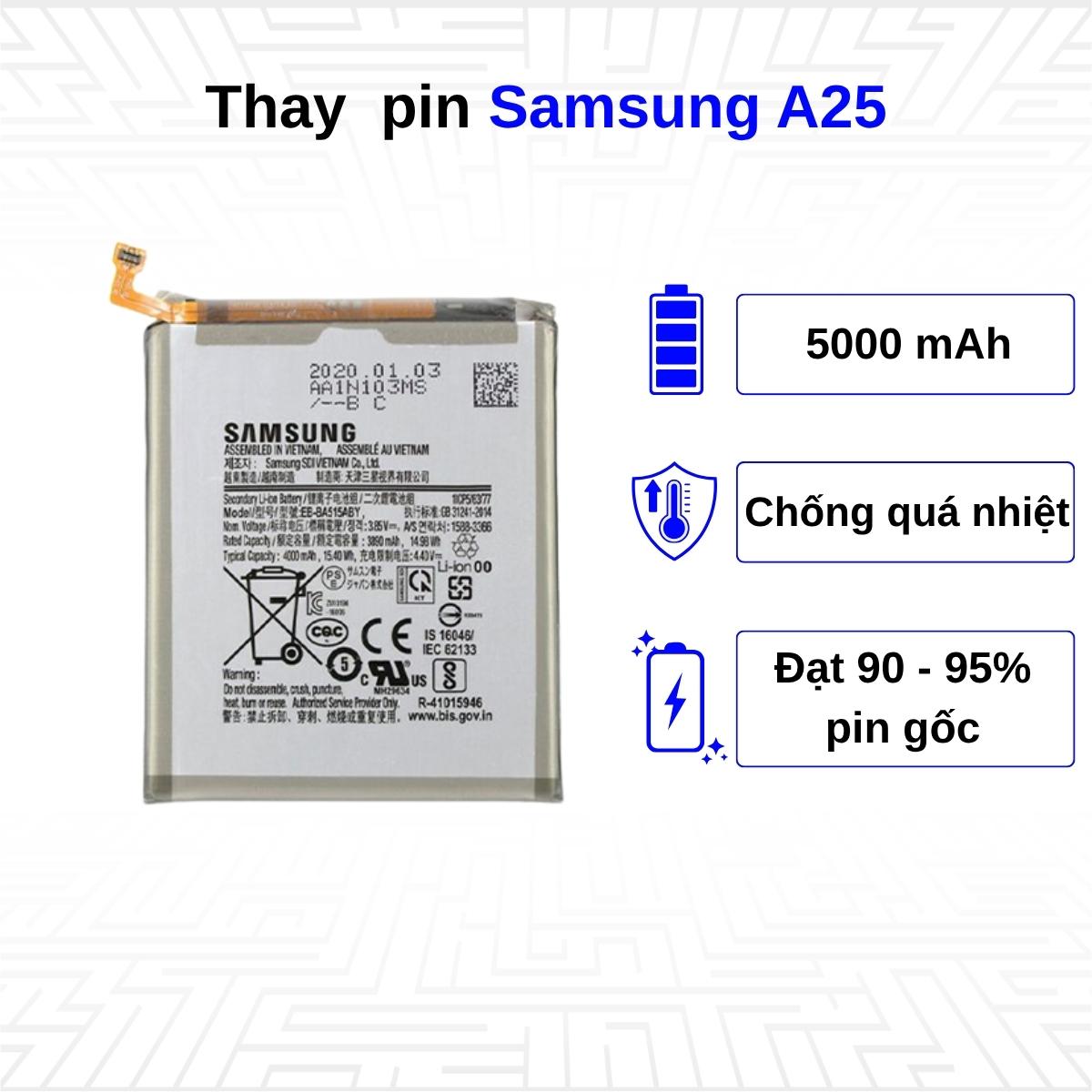Thay pin điện thoại Samsung Galaxy A25