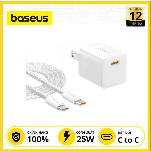 Bộ Sạc nhanh Baseus GaN5 Mini 1C 25W (Cáp C-C 100W dài 1M)