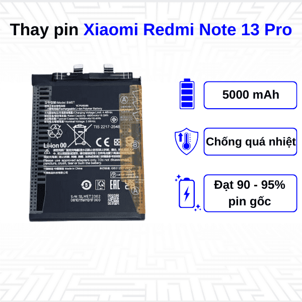 Thay pin điện thoại Xiaomi Redmi Note 13 Pro