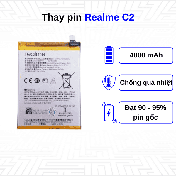 Thay pin điện thoại Realme C2