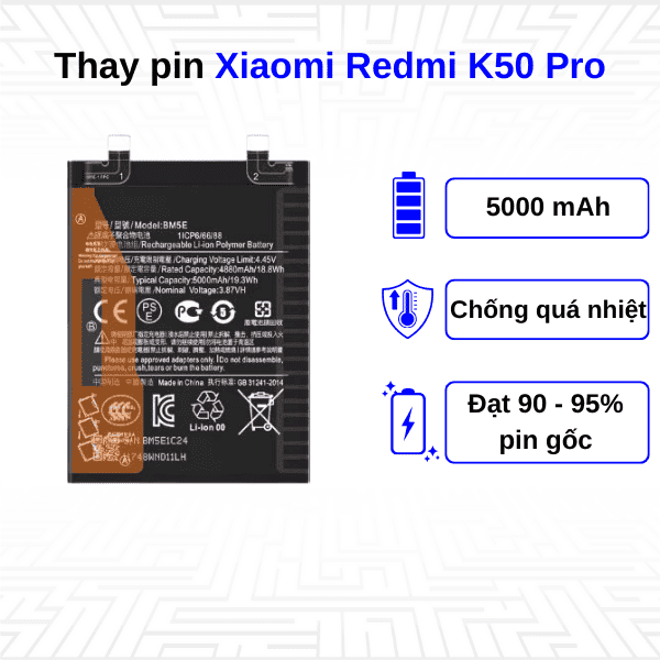 Thay pin điện thoại Xiaomi Redmi K50 Pro