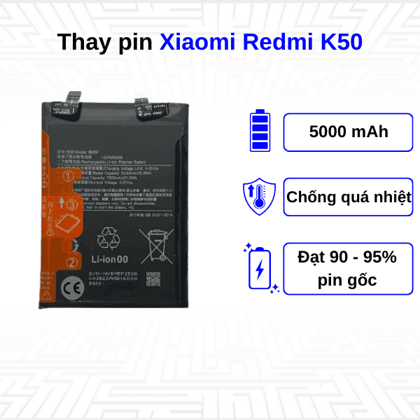 Thay pin điện thoại Xiaomi Redmi K50
