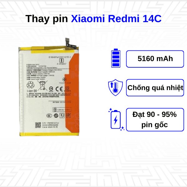 Thay pin điện thoại Xiaomi Redmi 14C