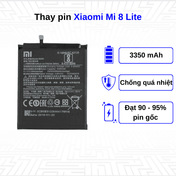 Thay pin điện thoại Xiaomi Mi 8 Lite