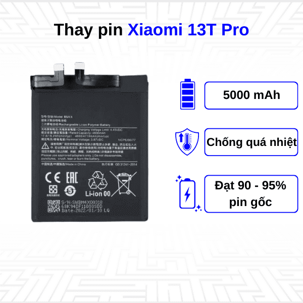 Thay pin điện thoại Xiaomi 13T Pro