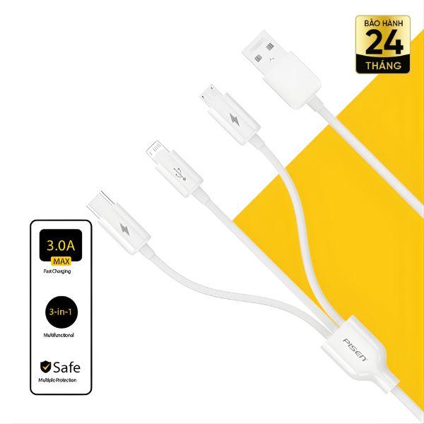 Cáp Sạc Nhanh Pisen 3in1 1.2m
