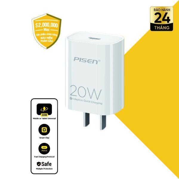 Củ sạc nhanh PISEN QUICK - Mr White USB-C 20W